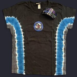 Y2K The Who Band Baby Tee Tie Dye Blue Black Liquid Blue XL